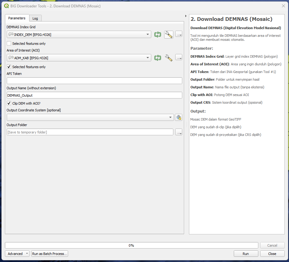 Screenshot DEMNAS Tool